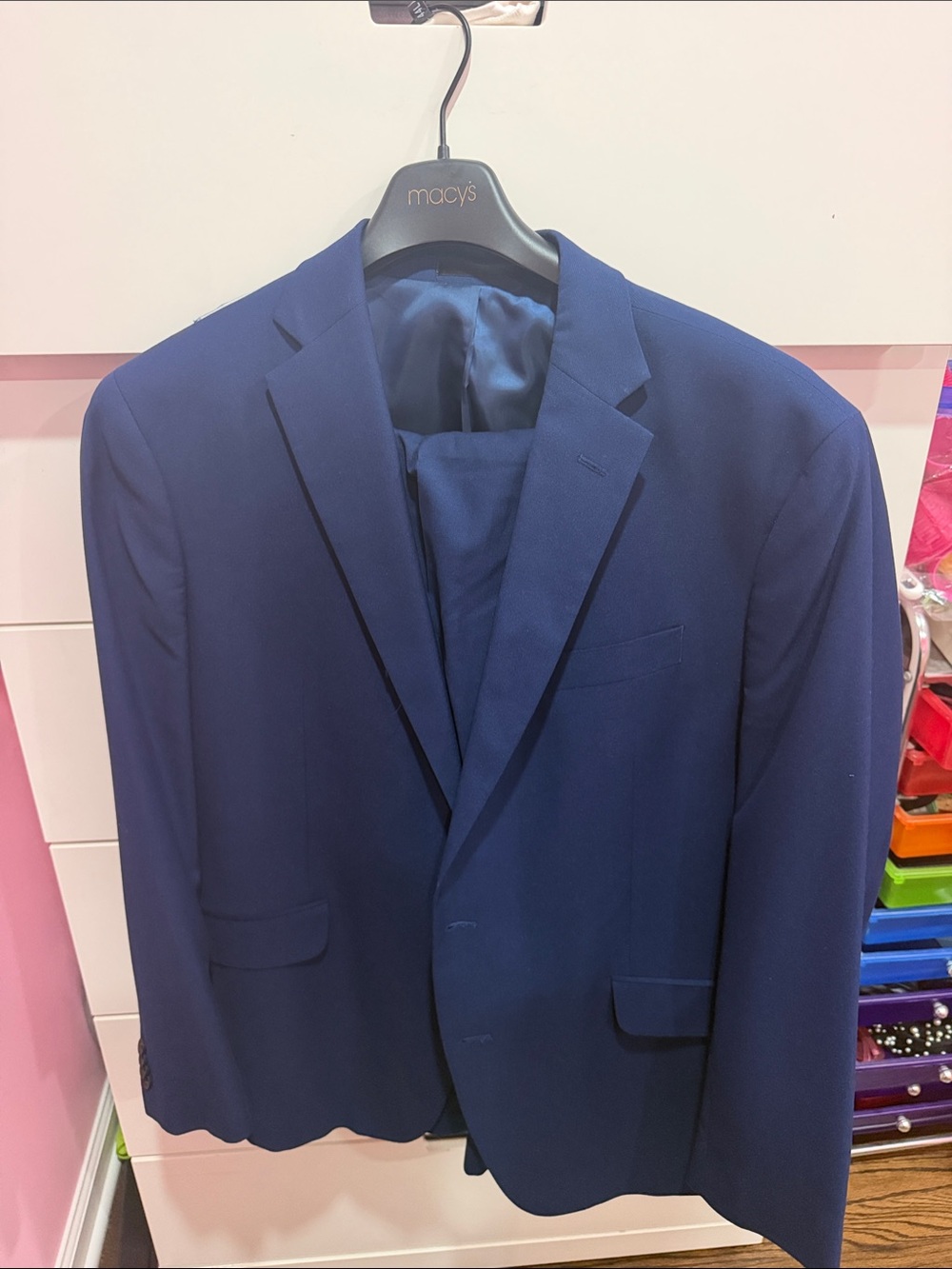 Kenneth Cole Reaction Men's Navy Blue Suit Jacket & Pants 46L 38W 34L